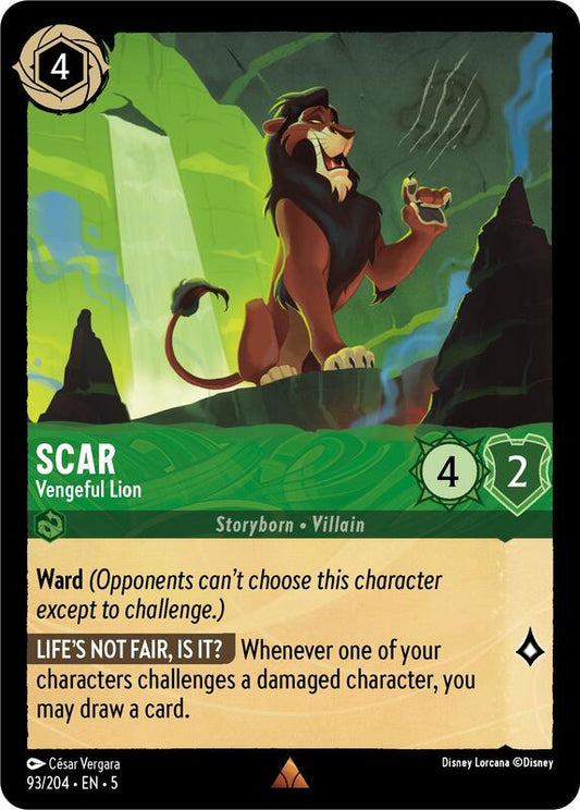 Disney Lorcana - Shimmering Skies - Scar, Vengeful Lion - Rare - 93/204