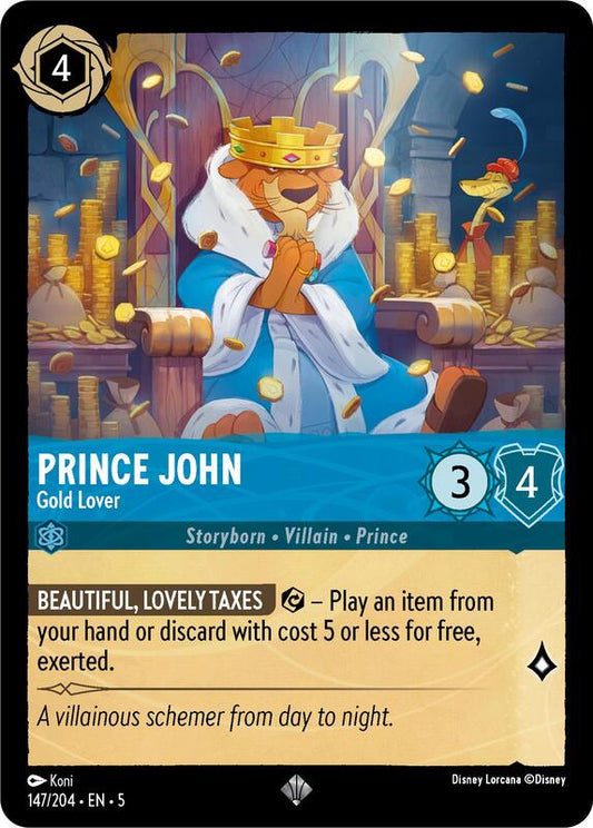 Disney Lorcana - Shimmering Skies - Prince John, Gold Lover - Super Rare - 147/204