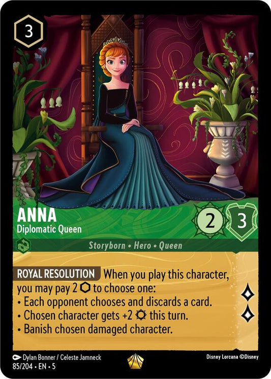 Disney Lorcana - Shimmering Skies - Anna, Diplomatic Queen - Legendary - 85/204